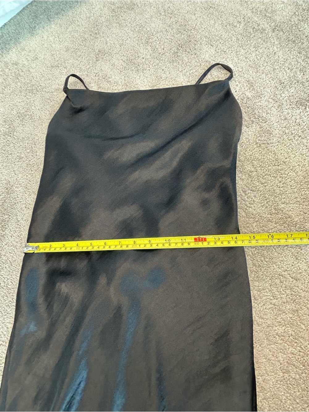 ASOS Design Black Satin Cowl Neck cami Maxi Slip Dress Sz 8 high shine lace up - Picture 10 of 14